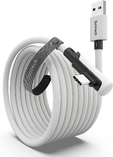 Syntech Link Cable 16 FT Compatible with Quest2/Quest Pro/Pico 4 Accessories and PC/Steam VR, High Speed PC Data Transfer, USB 3.0 to USB C Cable for VR Headset and Gaming PC - 16ft White