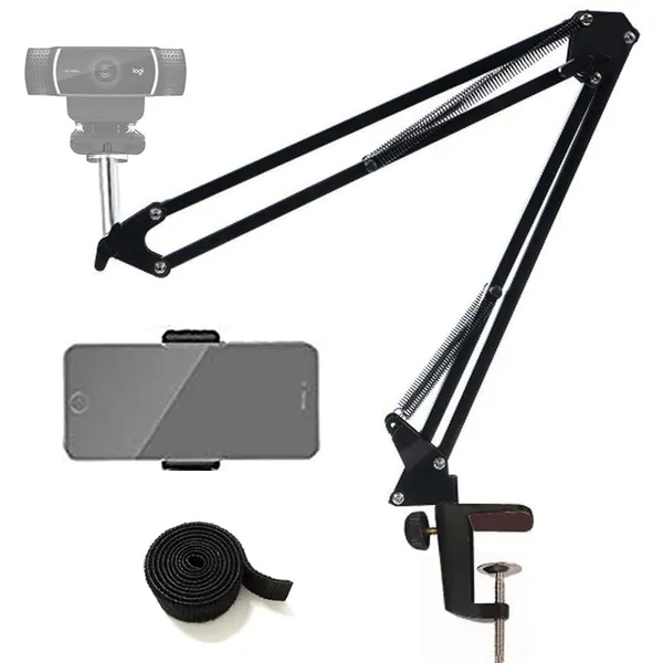 Etubby Webcam Mount Phone Holder Suspension Scissor Arm Webcam Stand Camera Phone Tripod Holder for Cellphones, Logitech Webcam C920 C930 C922 C615 and Other Devices with 1/4" Threaded - Scissor Arm Webcam Phone Stand