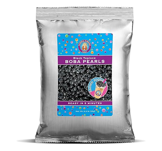 Quick Cook REAL Tapioca Black (Brown Sugar) Boba Pearls By Buddha Bubbles Boba (1 Kilo / 2.2 Pounds)