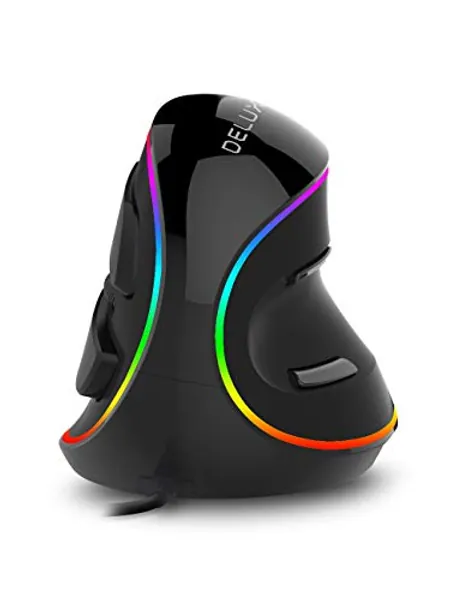 DeLUX Ergonomic Mouse, Wired Large RGB Vertical Mouse with 6 Buttons, 4000DPI,Removable Wrist Rest for Carpal Tunnel(M618Plus RGB-Wired)