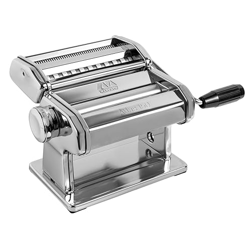 MARCATO Made in Italy Atlas 150 Classic Manual Pasta Maker Machine, Chrome Steel. Makes Lasagna, Fettuccine & Tagliolini .
