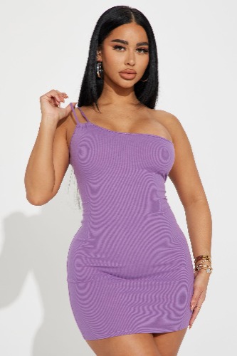 Isla One Shoulder Mini Dress - Lilac | S