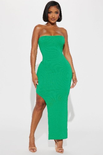 Kaylee Textured Maxi Dress - Green | S
