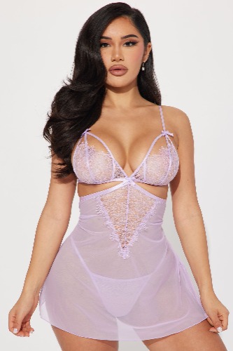 Love In The Morning Lace Babydoll - Lavender | S/M