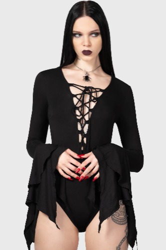 Black Roses Bodysuit | XS / Black / 95%Viscose 5%Elastane