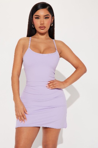 Hot Girl Walk Mini Dress - Lavender | S
