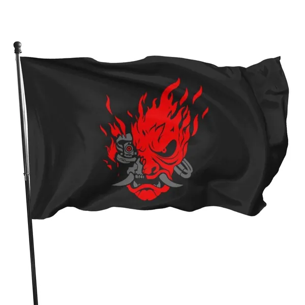 Cyberpunk 2077 (Samurai Demon) Polyester Flag, Banner Flags