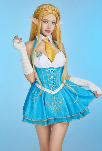 Zelda elf cosplay ! ゼルダ 制服 可愛い 洋服 ドレス 青色