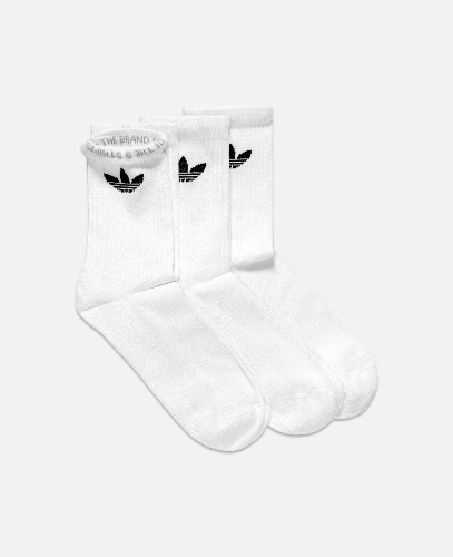 Trefoil Cushion Crew Socks (White) | M