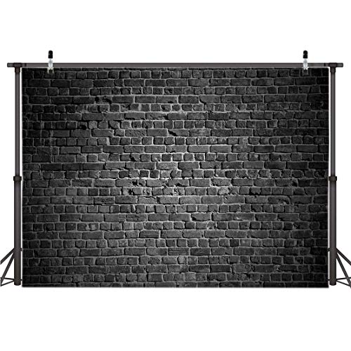AIIKES 7x5FT Schwarz Backsteinmauer Fotografie Hintergrund Retro Backsteinmauer Hintergrund Backsteinmauer Hintergrund Retro Portrait Shooting Hintergrund Geburtstagshintergrund 11-894 - 7x5FT - Schwarz