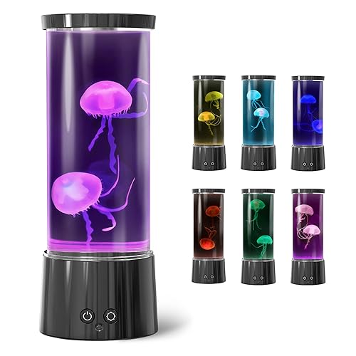 FBSPORT Quallen Lampe Lavalampe 17 Farben 4 Lichtmodi Jellyfish Lamp Fantasy LED Quallen Aquarium Lampe Runde Geschenke für Kinder Erwachsene Dekoration für Zuhause Büro - Schwarz