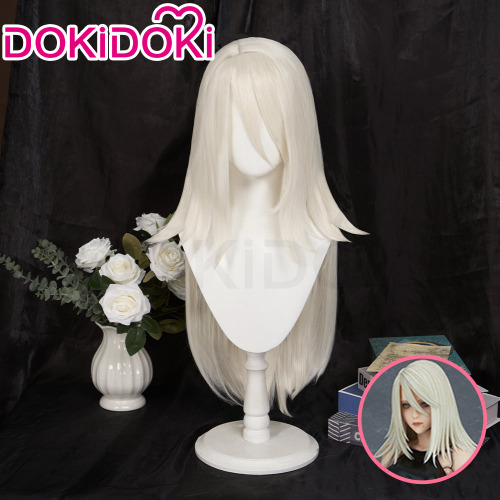 【White Ver. Ready For Ship】DokiDoki Game Cosplay NieR: Automata Cosplay A2 Wig Long Straight Silver YoRHa Type A No.2 | White Ver.-Ready For Ship