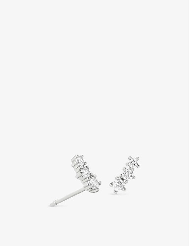 Crystal Crawler 14ct yellow gold-plated recycled sterling-silver and cubic zirconia stud earrings