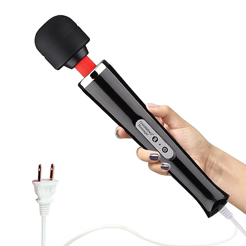 CHARMING 10 Speeds Wired Powerful Handheld Massager with Strong Vibrations, Personal Therapy Massager for Sports Recovery, Muscle Aches, Body Pain (Black) - Black