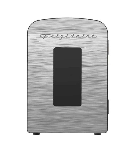 Frigidaire Portable 9-Can Mini Cooler Fridge Brushed Stainless Rugged, Window, EFMIS189-SS, Clear Door, Glass - Glass