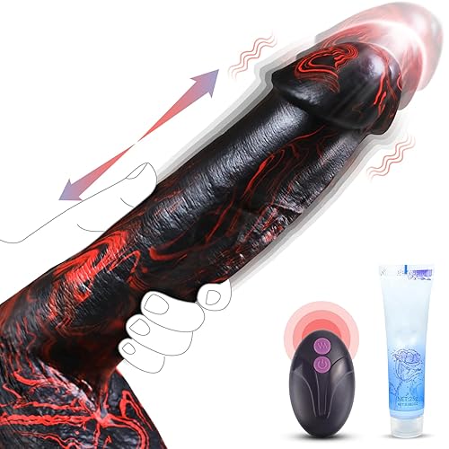 Realistic Trusting Dildo Sex Toys - 10” Thick Dildo Vibrator with Thrusting Swinging & Vibrating for G Spot Vagina Anal Sex Stimulation, Fantasy Dildo Lifelike Penis Adult Toys & Games Women Couples - MS-red