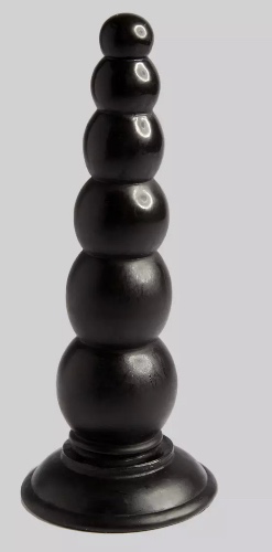 Beaded Black Anal Dildo with Suction Cup Base 6.5 Inch