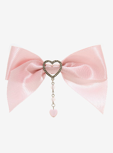 Sweet Society Pink Satin Heart Hair Bow