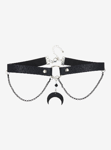 Black Crescent Moon Chain Choker