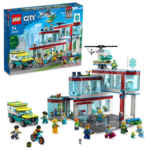 LEGO® City Hospital 60330 Building Kit; Multi-Roomed, Multi-Function Playset with Ambulance and Rescue Helicopter, Plus 12 Minifigures, Including 4 LEGO City TV Characters, for Kids Aged 7+