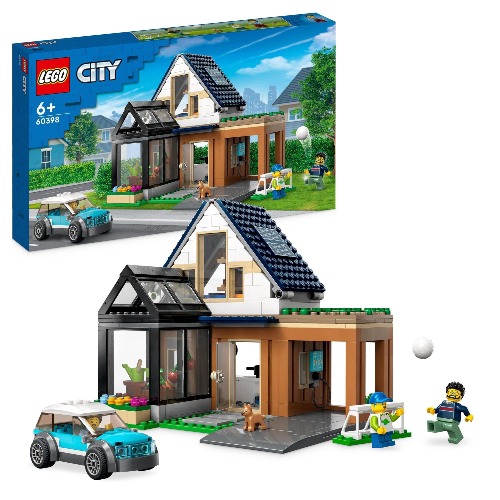 LEGO® City Family House and Electric Car 60398 Building Toy Set Model Kit with Toy Car, Minifigures and Puppy Figure - LEGO City Family House and Electric Car ...