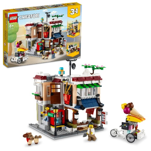 LEGO® Creator 3in1 Downtown Noodle Shop 31131 Building Kit; Features a Townhouse, Bike Shop and Arcade for Ages 8+