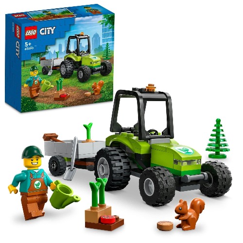 LEGO City Park Tractor 60390 Building Toy with Trailer, Tree, Saplings, Gardener Minifigure, Watering Can, and Acorn Element, Set for Kids Aged 5+