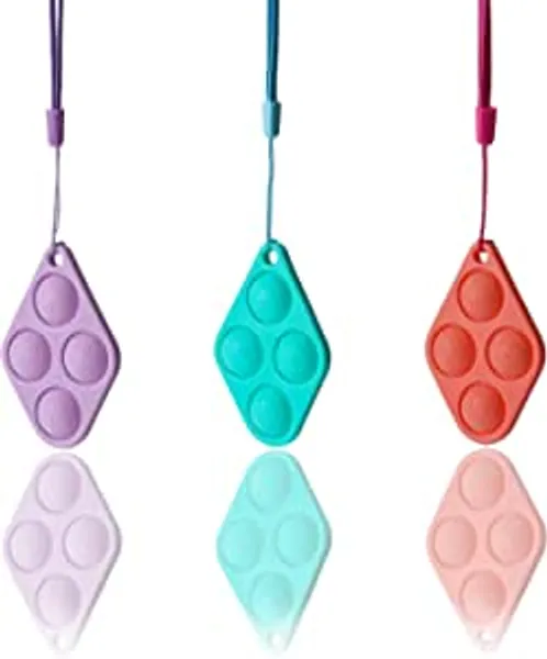 Mini Pop Fidget Toy, 3 Pack Pop its Silicone Push Pop Bubble Fidget Toys, Fidgets Spinner, Autism Special Needs Stress Reliever, Hand Key Chain Fidget Bubble Wrap Sensory Silicone Toy.