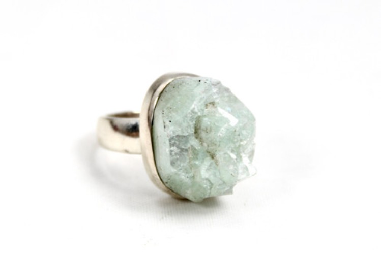 Green Scolecite 925 Sterling Silver Unpolished Ring