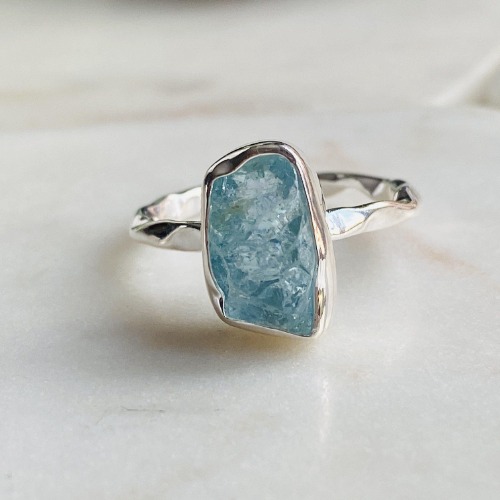 Stunning Raw Cut Aquamarine Ring | N 1/2