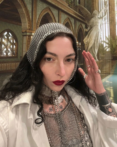 Falconiere Silver Bonnet - Tasseled Chainmail Kerchief - Made to Order 3 - 6 weeks | Default Title