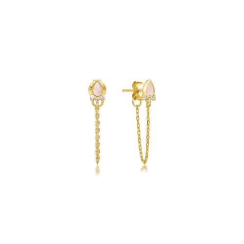 OPAL CHAIN LINK DROP EARINGS - 14K Gold Plated Sterling Silver