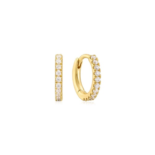 Micro Cz Huggie Hoop Earring - 14K Gold Plated Sterling Silver