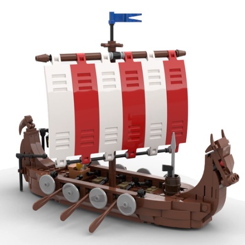 WWEI Mittelalterliche Wikinger Schiff Architecture Bausteine, 314 Teile Langschiff Gebäude Klemmbausteine Kompatibel mit Lego Mittelalterliche - Wikinger Schiff