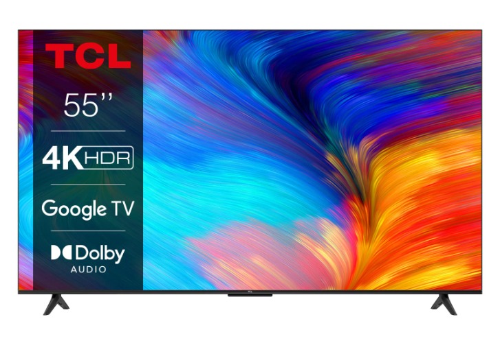 TCL 55P639 55 Zoll (139cm) LED Fernseher, 4K UHD, Smart TV, Google TV, HDR 10, Dynamic Colour Enhancement, 60Hz Motion Clarity, HDMI 2.1, Dolby Audio, Sprachsteuerung, Metallgehäuse, Alexa kompatibel