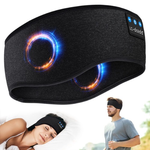 LC-dolida Schlafkopfhörer Bluetooth, Schlaf Kopfhörer Bluetooth Sport Stirnband Kopfhörer Geschenke Sleepphones mit Ultradünnen Lautsprecher, Geburtstagsgeschenk für Frauen/Männer Seitenschläfer - Schwarz