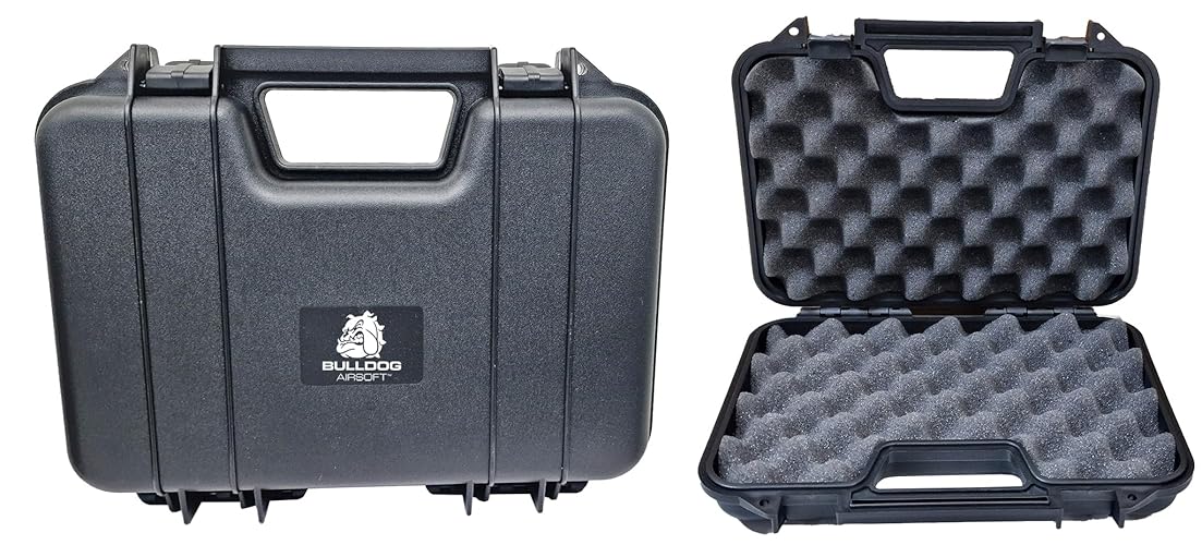 BULLDOG AIRSOFT Pistol Hard Case with Foam Insert Lockable Waterproof Pistol Case 31 x 21 x 6 CM - Black