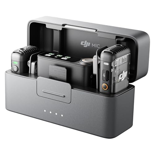 DJI Mic 2, Wireless Lavalier Microphone, Noise Cancelling, 48kHz 32-bit Float Internal Recording, 820 ft.(250m) Range, 18H Battery with Charging Case, Microphone for Camera/Phone, Vlog, Streaming - Mic 2 (2 TX + 1 RX + Charging Case)