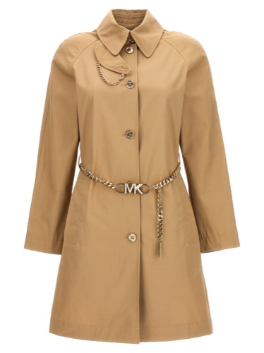 Chain Belt Trench Coat Coats, Trench Coats Beige - M