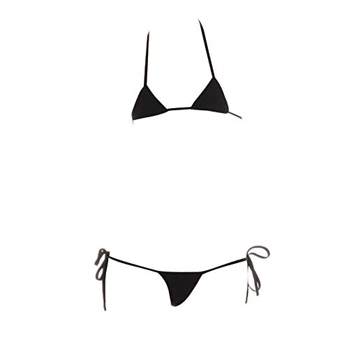 YOMORIO Womens Sexy Anime Cosplay Lingerie Lolita Cute Micro Bikini Set Kawaii Bra and Panty (Triangle Black)