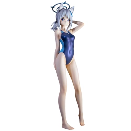 QAHEART Sunaōkami Shiroko Figure Statue Model, 23cm Swimsuits Anime Blue Action Figure Standing Figure, PVC Handmade Sculpture Desktop Figure Collectible - Sunaokami Shiroko - 23cm