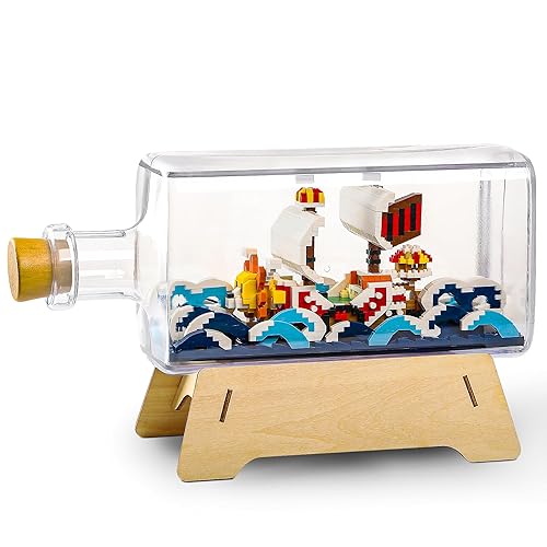 HI-REEKE Thousand Sunny Ship in a Bottle Micro Building Blocks Set, Anime Piece One Pirate Mini Bricks Boat Model Battleship Toy Kit for Adults Kids Teens -1601PCS - orange