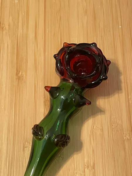 Rose Pipe Handmade Unique Girly Pink Flower Glass Pipes 5" Hand Pipe