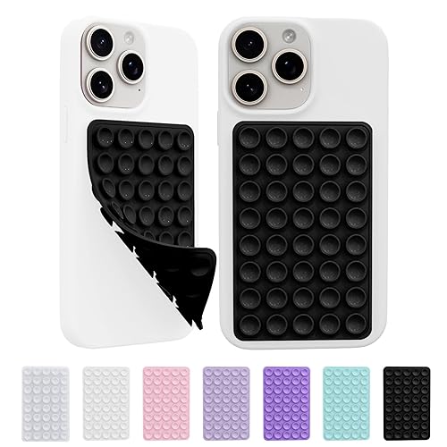 2 Pack Silicone Octo Cup Buddy Sticky Grip Holder for Cellphone, Silicone Suction Cup Phone Case Mount Double Sided , Hands-Free Phone Accessories Strong Grip Holder for Selfie and Video (Black) - Black