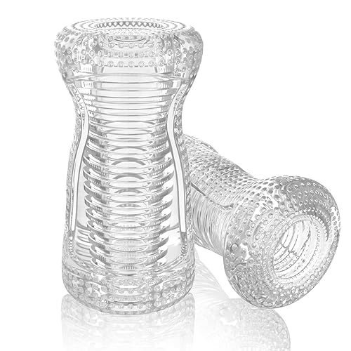 Male Masturbator Sex Toys for Men, Portable Pocket Pussy Stroker with Vagina Textured Blowjob Penis TPE Masturbation Sleeve for Males - Light White