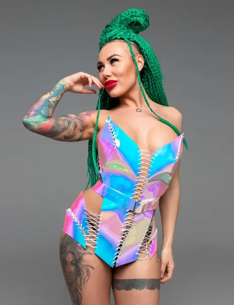 Neon Party Dress: Stage Performance Ensemble for Women