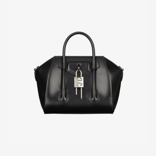 Mini Antigona Lock bag in Box leather                    in - black | Givenchy GB