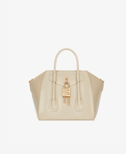 Mini Antigona Lock bag in Box leather                    in - natural beige | Givenchy GB