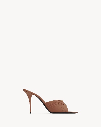 LOLA mules in smooth leather and draped jersey | Saint Laurent | YSL.com