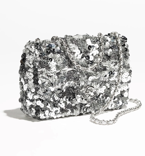 Flap bag, Sequins, silver — Fashion | CHANEL